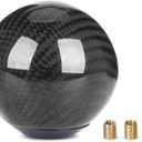 Carbon Fiber Shift Knob Gear,Universal Carbon Fiber Style Round Ball Shift Knob with 3 Adapter,Fit for Manual Car (Black)