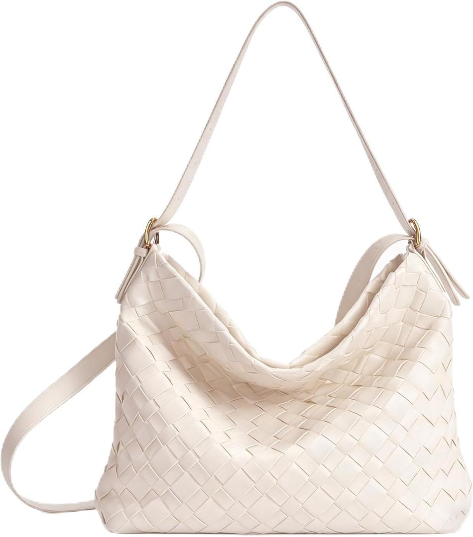 YONGLEE ARTEE Large Capacity Woven Handbag Shoulder Crossbody Bag with Zipper Adjustable Lightweight for Women