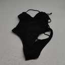 Milumia Women's One Piece Criss Cross V Neck Backless Swimwear Swimsuits (Medium, Black)