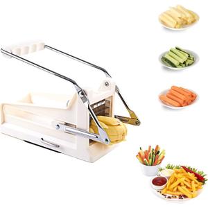 French Fry Cutter, Potato Slicer French Fries with 2 Different Sizes Stainless Steel Blades and No-Slip Suction Base for Potatoes Carrots Cucumbers