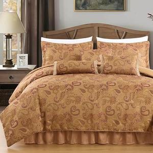 Chezmoi Collection Adelle 7-Piece Paisley Jacquard Embroidered Comforter Bedding Set, California King Size