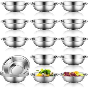 Tioncy 20 Pack Small Mixing Bowls, 3/4 Quart Stainless Steel Prep Bowl for Sauces, Snacks, Side Salads, 6.3 Inch Cooking Baking Bowls Set with Flat Base, Dishwasher Safe