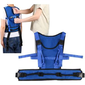 Gait Belt for Seniors Transfer Gate Belt for Elderly Lifting with 8 Handles Physical Therapy Lift Assist Patient Fall Prevention Medical Walking Standing Aids Supports Safety Harness (Mesh - Blue), waist size is 34“~49”