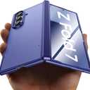 for Samsung Galaxy Z Fold 7 Case with Screen Protector & Builtin Hinge Protection, Skin Feel Ultra Thin Stylish Translucent Matte PC, Wireless Charging Durable Shockproof Cover for Z Fold 7Blue