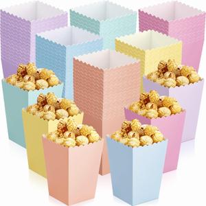 120 Pcs Mini Popcorn Boxes for Party, Pastel Popcorn Bucket Disposable Colorful Popcorns Snack Candy Container for Movie Birthday Wedding Party Decorations, 2.2 x 4.2 x 3 Inche(6 Colors)