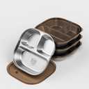 Snack Containers with Lids 4 Pack Stainless Steel Kids Plates,Stainless Steel Toddler Plate with Lids- Reusable Meal Prep Lunch Containers for Kids