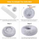 Dog Bed for Small Medium Large Dogs Cats, 20 inch Calming Washable-Round Cozy Soft Pet Bed for Puppy and Kitten with Slip-Resistant Bottom (light grey)