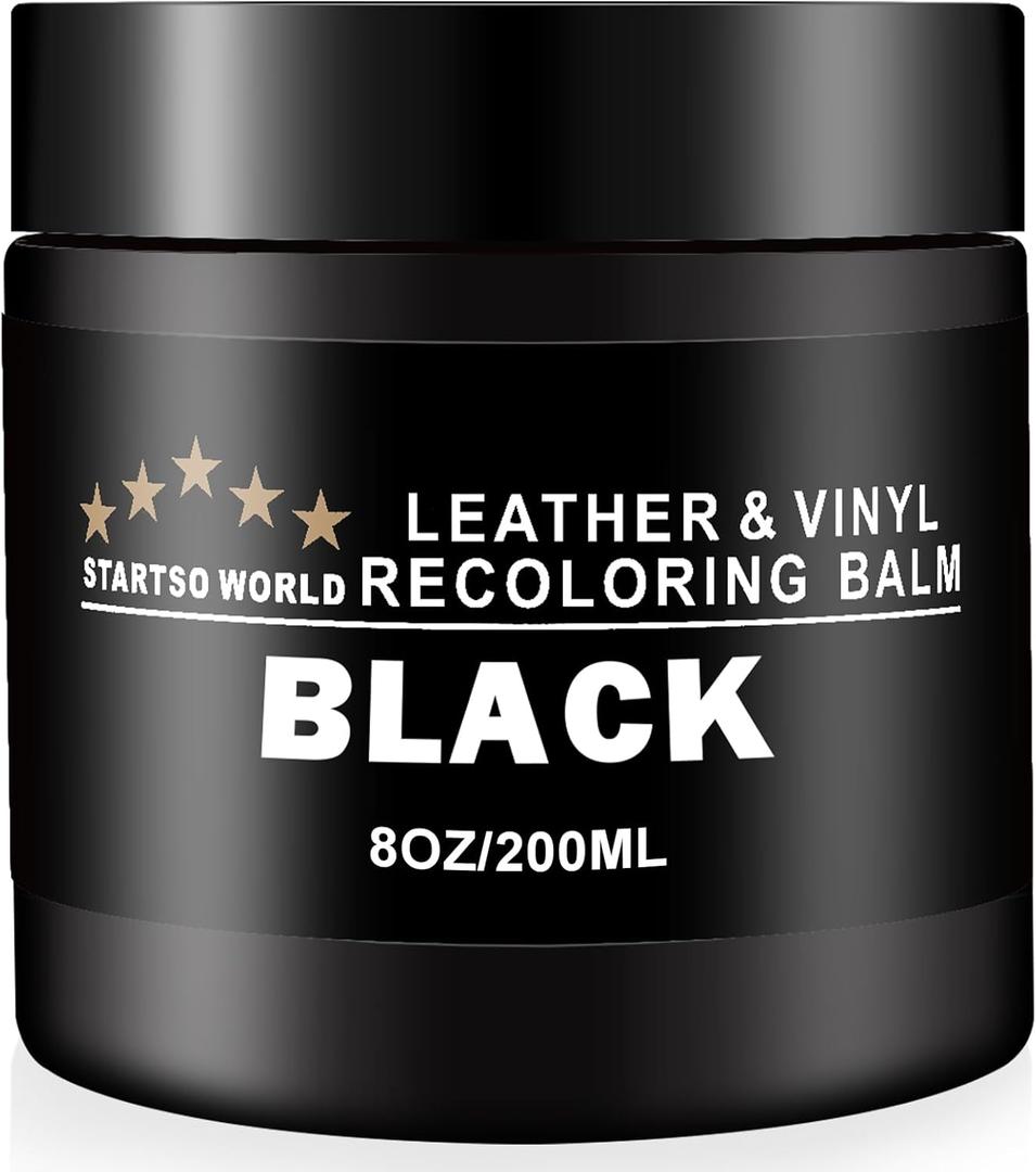 STARTSO WORLD Leather Recoloring Balm, Black Leather Repair Kit for Furniture, Leather Dye, Leather Color Restorer for Couches, Leather Couch Paint | Repair, Restore Faded & Scratched Leather
