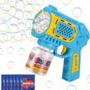 2-Pack Bubble Guns for Kids 4-8: Automatic Bubble Machine Gun with Bubble Solution Refill & LED Light - Great Party Toys for Outdoor Easter Wedding Birthday - Summer Toy for Toddlers
