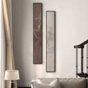 Long Narrow Framed Neutral Abstract Vertical Wall Art Set, 2 Piece Modern Canvas Prints Paintings Artwork for Walls, Beige and Brown Minimalist Pictures for Hallway Entryway Living Room Bedroom Decor, 8" W X 56" H