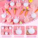 YIYA 8.2ft Easter Bunny Garland Pink and White Easter Bunny Plush Garland with Ears Rabbit Banner for Home Mantel Wall Spring Porch Party