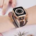 VISOOM Beaded Boho Bracelet Compatible for Apple Watch Band 40mm/38mm/41mm/42mm Series 10 9 8 7 SE Series 6/5/4 Women Leather Handmade Multilayer Wrap Watch Strap for iWatch Bands 3/2/1 Replacement