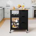 YITAHOME Kitchen Island with Storage, Kitchen Cart for Home, Rolling Serving Utility Trolley Cart on Wheel with 3 Drawers and 3 Storage Shelves, Kitchen Serving Cart for Dining Room, Bar, Black, 26.7 X 15 X 33.1 Inches