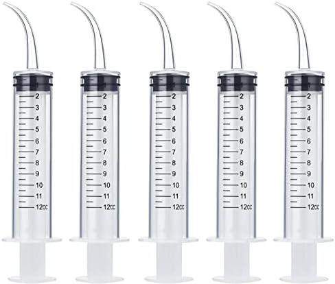 Wisdom Teeth Syringe, 5 Pack Irrigation Dental Syringes with Measure Scale & Curved Tip for Dental Care Liquid Oral Tonsil Stone