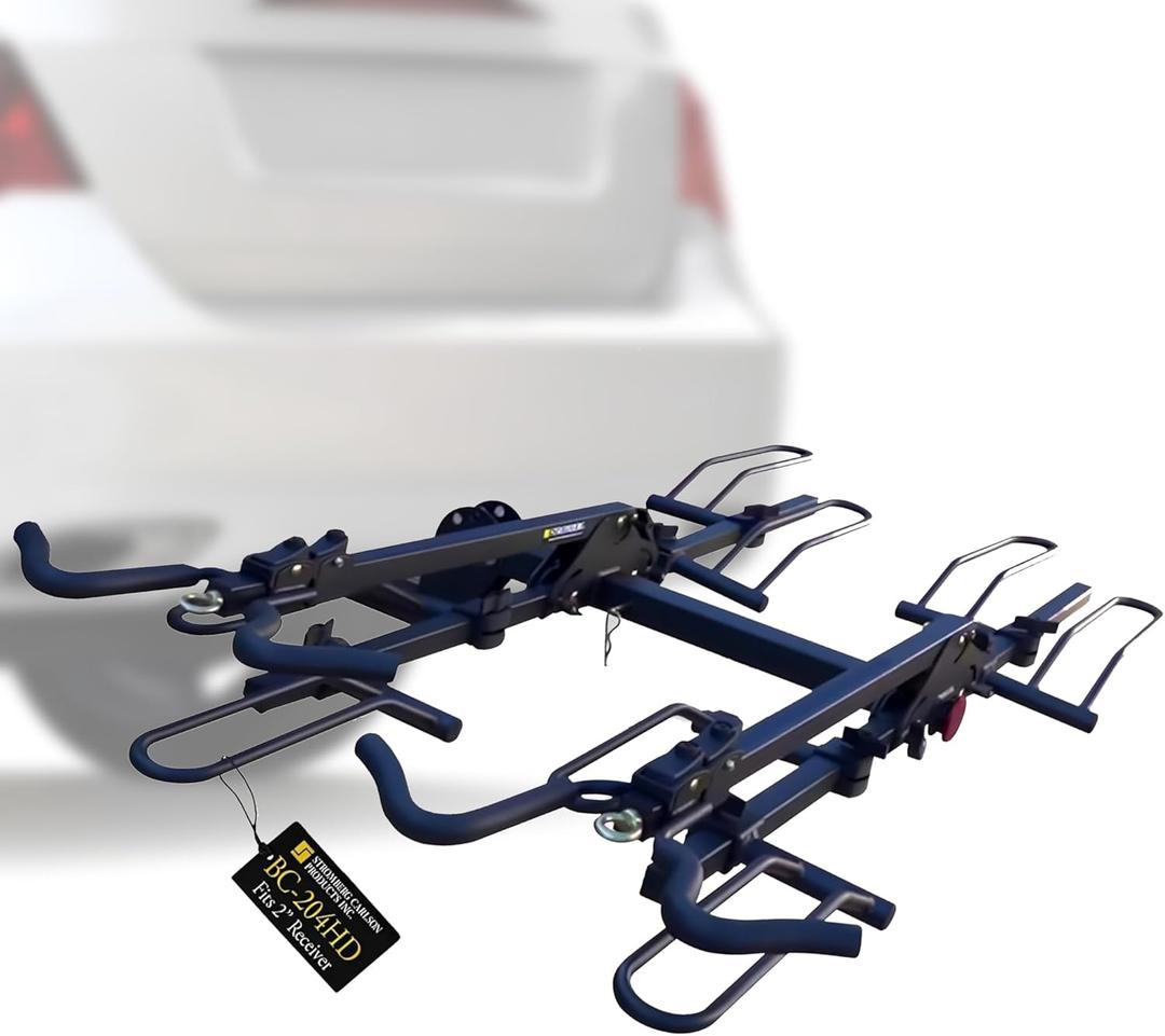 Stromberg Carlson BC-204HD Heavy Duty Platform Mount Bike Rack  Folding Hitch Carrier for 4 Bikes, Fits 2" Hitch Receiver, Durable Transport Solution, Compatible with Cars, SUVs, Truck and Trailer