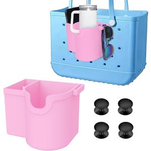 3 in 1 Phone Holder for Bogg Bag, Cup Holder for Stanley Cup, Sunglasses Holder for Bogg Bag Accessories, Organise Your Bag More Efficiently (A-Pink)