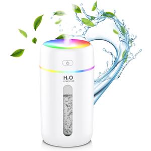 ZPP Humidifier for Bedroom Portable Mini Humidifier with 7-color Lights for Car,Home,Office,Travel with Night Light, Auto Shut-Off (320ml)