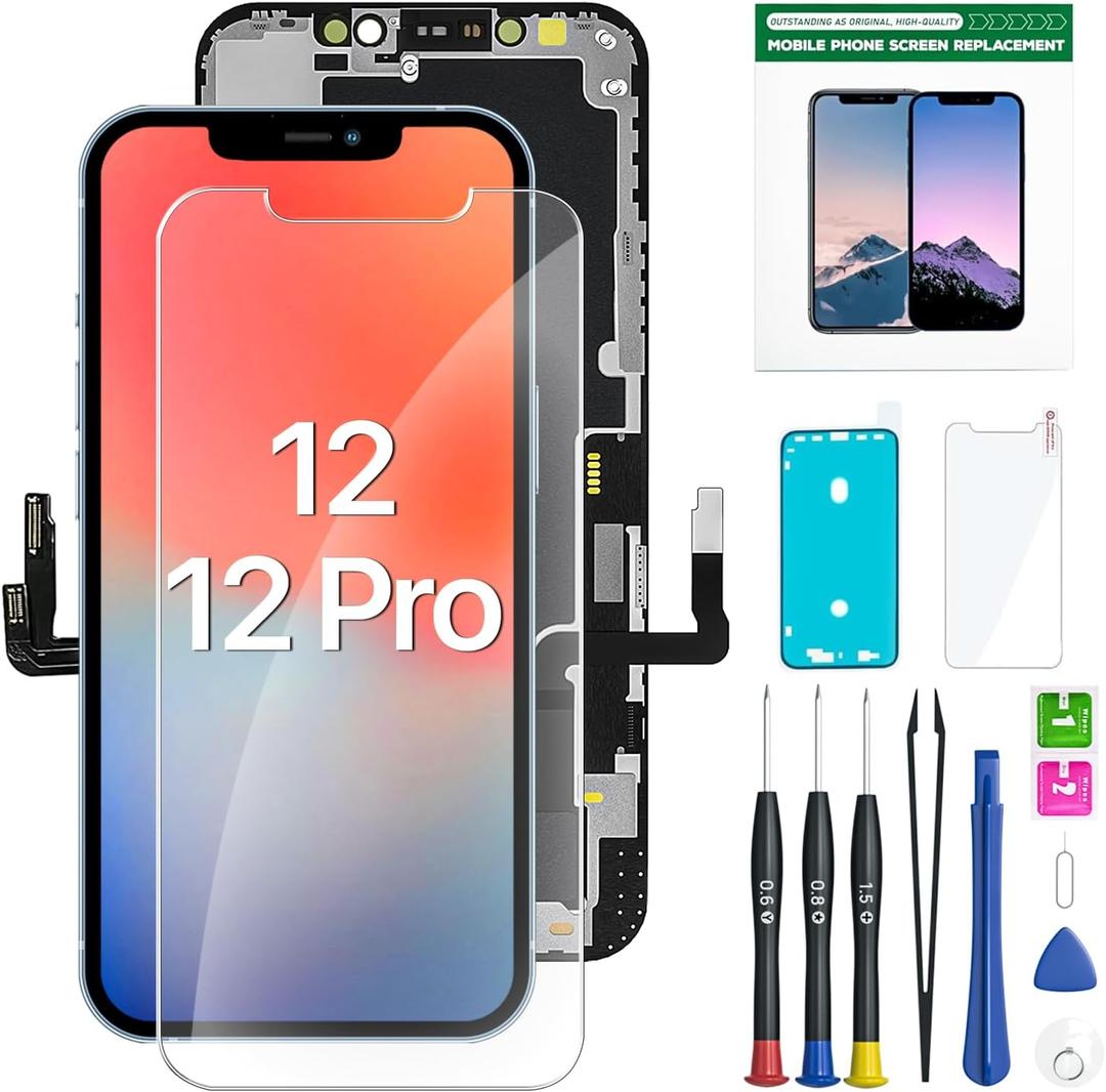 EXW for iPhone 12/12PRO Screen Replacement 6.1" Full HD LCD Display Digitizer, Quality Touch Screen with Repair Tools, Waterproof Seal Compatible with A2172, A2402, A2404,A2403, A2341, A2406, A2408