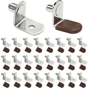 1/4 inch Shelf Pegs for Shelves Cabinet Shelf Support Ppegs Metal Shelving Pins for Bookshelf Furniture Kitchen Closet Heavy Duty Pegs Bracket for Sshelves in Cabinet L-Shaped Metal Shelf Clips 30Pcs (6.35*8mm)