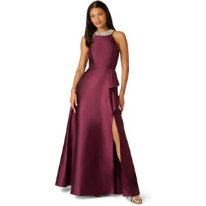 Adrianna Papell Women's Embellished Mikado Gown (Red, M)
