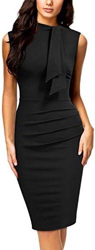 Miusol Women's Retro 1950s Style Half Collar Ruffle Cocktail Pencil Dress, Large