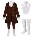 LMYOVE Boys Benjamin Franklin Costume, 18th Century Boy Colonial Costume Halloween Historical Outfit 4 PCS (Medium)