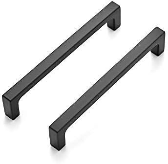 Ravinte 15 Pack Solid 5 Inch Kitchen Square Cabinet Handles Matte Black Pulls Drawer Pulls Kitchen Cabinet Hardware Flat Black Handles missing 1
