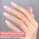 2 x Press on Nails, 256pcs Pink French Tip Press on Nails, Short Almond French Soft Gel Nail Tips, No Need to File Tips Pre-lasting, Acrylic Fake Nails for Women Nail Art DIY 16 Sizes