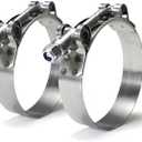 SSP 2.5", 3", 4" Inch Stainless Steel T-Bolt Hose Clamps, Clamp Range 54-105mm for 2.5", 3", 4" Hose ID, Pack of 2. Multiple Sizes (4" T Bolt Clamp 108-116mm)