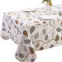 Walrus Heavy Duty Vinyl Tablecloth with Flannel Backing Waterproof Oil-Proof Plastic Table Cloth Stain-Resistant Wipeable Rectangle or Square Table Cover for Indoor and Outdoor (Leaves, 60X84 Inch)