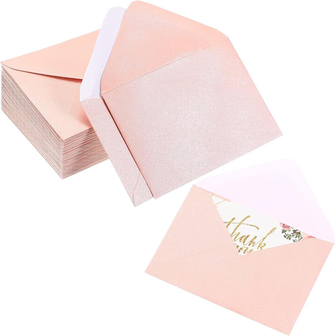 Yahenda 200 Count Pink Mini Gift Card Envelopes Bulk Wedding Pocket Small Business Paper Envelopes Gift Card Sleeves Greeting Tiny Pocket 4 x 2.7 Inch for Graduation Engagement Birthdays Banquets