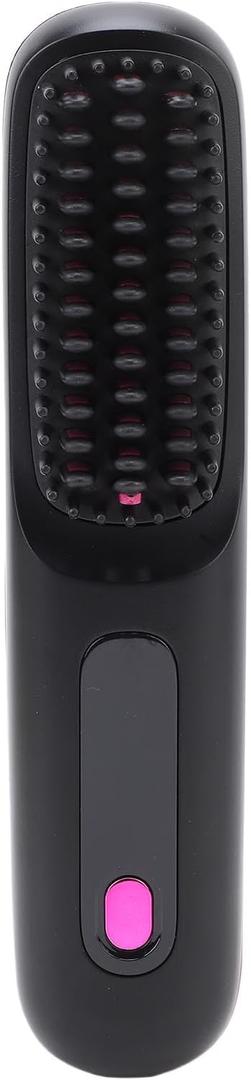 Pongnas Cordless Hair Straightener Brush LED Display Portable Hot Brush 3 Temperature Settings Type C Fast Charging All Hair Type (Black)