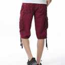 Men's Camo Cargo Shorts Relaxed Fit Multi-Pocket Outdoor Camouflage Cargo Shorts Cotton (Red, XXL)