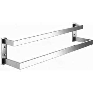 28 Inch Brushed Nickel Double Towel Bar, SUS304 Stainless Steel Staggered Towel Rack Wall Mounted, Heavy Duty Rustproof Towel Rod Holder for Bathroom Kitchen Laundry Room (Brushed Nickel, 28 Inch)