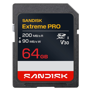 SANDISK 64GB Extreme PRO SD UHSI Card  Up to 200MB/s Read Speed and 90MB/s Write Speed, 4K UHD, Full HD, U3, and V30  SDSDXXU064GGSCIN