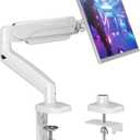 MOUNTUP Single Monitor Desk Mount Holds Screen up to 32 inch, Height Adjustable Monitor Arm, Computer Monitors Stand with Clamp/Grommet Mounting Base, VESA Mounts Fit 4.4-17.6lbs Computer (White)