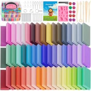 Polymer Clay 51 Colors, CiaraQ Modeling Clay for Kids, Oven Bake Clay with Sculpting Tools, Non Toxic, Ideal for Sculpture, Crafting, DIY Projects. (Assorted Colors, 0.7oz/Colors)