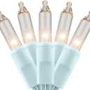 YULETIME 200 Clear Christmas Lights with White Wire, Pack of 2 Strands of 21 ft 100 Count UL Certified Incandescent Mini String Light (Clear - White Wire)