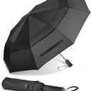 MRTLLOA 49/54/62 Inch Large Folding Golf Umbrella, Oversize Double Canopy Vented 10 Ribs Windproof Compact Travel Umbrellas for Rain (Black)