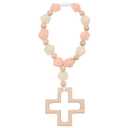 Landical Cross Baptism Silicone Rosary Silicone Ten Year Rosary Baby Shower Baptism Party Supply Catholic First Communion Gift Christian Communion Party Decorations(Rose,Light Pink)