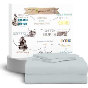 SUPREME ELEGANCE 100% Organic Cotton Percale Twin Sheet Set  Crisp & Breathable Cooling Cotton Bedding, Deep Pocket Fits up to 18, Soft & Durable, Soft Gray, 3-Piece Set