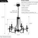Black Farmhouse Chandelier Iron Chandeliers for Dining Room Light Fixture 6-Light Rustic Industrial Hanging Pendant Light for Kitchen Island Foyer Living Room Bedroom