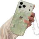 Fycyko Compatible for iPhone 17 Pro Max Case 3D Butterfly Floral Clear Aesthetic Women Teen Girls Glitter Pretty Crystal Sparkle Cute Phone Case Protective Cover+Chain