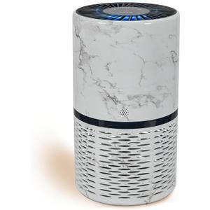 Veva White Circular Air Purifier, Compact And Modern With UV-C Light, HEPA Filter, 3 Speed Settings, Soft Light, 220 Sqft Coverage
