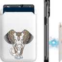 Magnetic Wallet Cell Phone Card Holder for Phone Case with Mag-Safe PU Leather Wallet for iPhone 15 14 13 12 Pro/Pro Max/Plus/Mini (Retro Elephant)