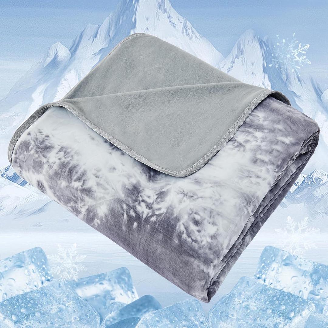 Cooling Blanket Queen Size for Hot Sleepers, Arc-Chill Cool Tech Fabric Q-Max>0.5, Lightweight Breathable Ice Cold Summer Blanket for Bed, Keep Cool for Night Sweats, 90"x90", Tie Dye Grey