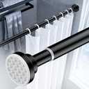 Uniclife Curtain Rods No Drilling,82-204cm(32"-80") Adjustable Shower Curtain Rod, Non-Slip Spring Tension Curtain Rod, Rustproof Stainless Steel Shower Rods for Bathroom, Window & Closet, Black