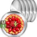 Stainless Steel Plates, 6 Pack 5.5 inch 304(18/8) Metal Food Serving Plate Set, Reusable Snack Eating Dishes Round Shatterproof Plate Silver Dinnerware for BBQ Dinner Oven Dishwasher Safe