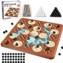 Magnetic Game Chess, Magnet Game, Magnetic Board Game for Kids Adults Family Games Night, 2 in 1 Multiplayer Magnet Chess Toy with 36 Stones & Connect-5-Piece Games, Magnet Chess Set Gift(Brown)