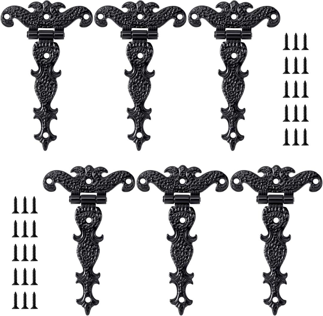 36Pcs 4.45" *2.76" Tee Hinges with Screws Heavy Duty Zinc Alloy T-Strap Hinges Antique Black Decorative Hardware for Barn, Door, Gate, Shed